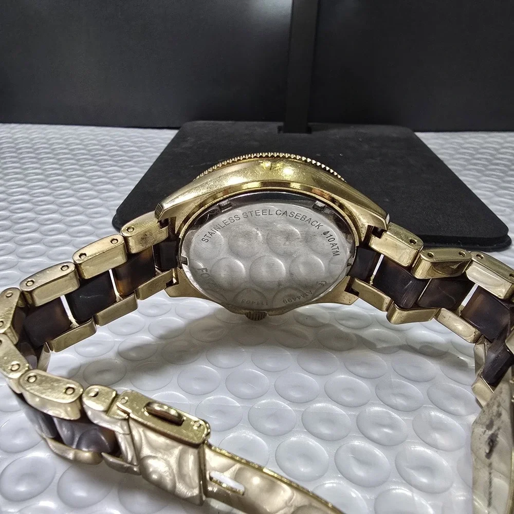 Fossil Women's Vintage Tortoise Acrylic Gold-Toned Watch UNTESTED Parts Only